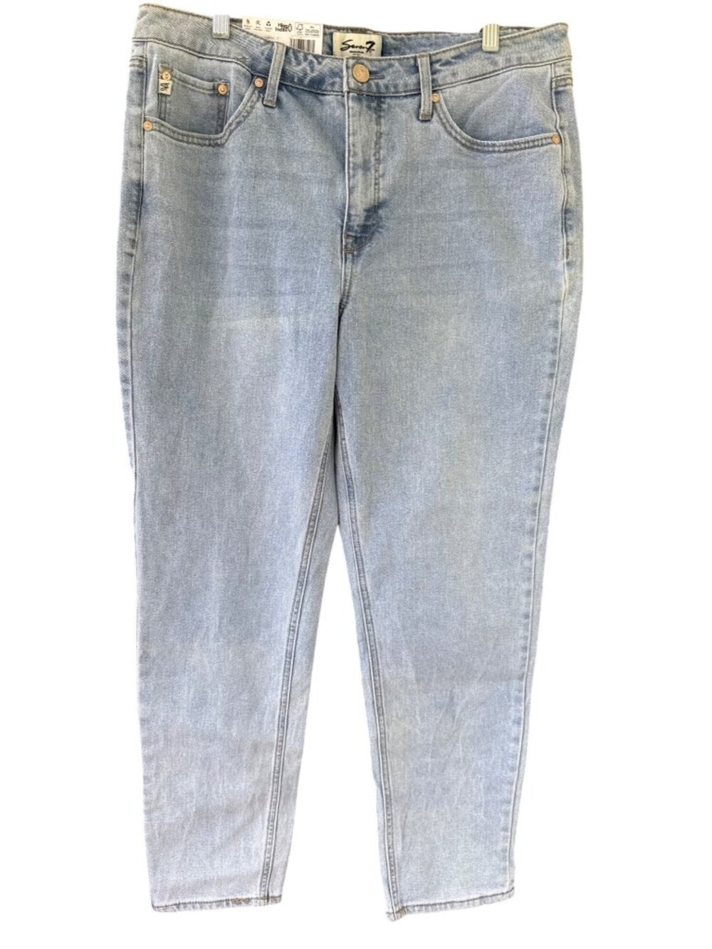 Seven7 Womens 90s Straight Jeans Size 12 Light Wash High Rise Denim NWT